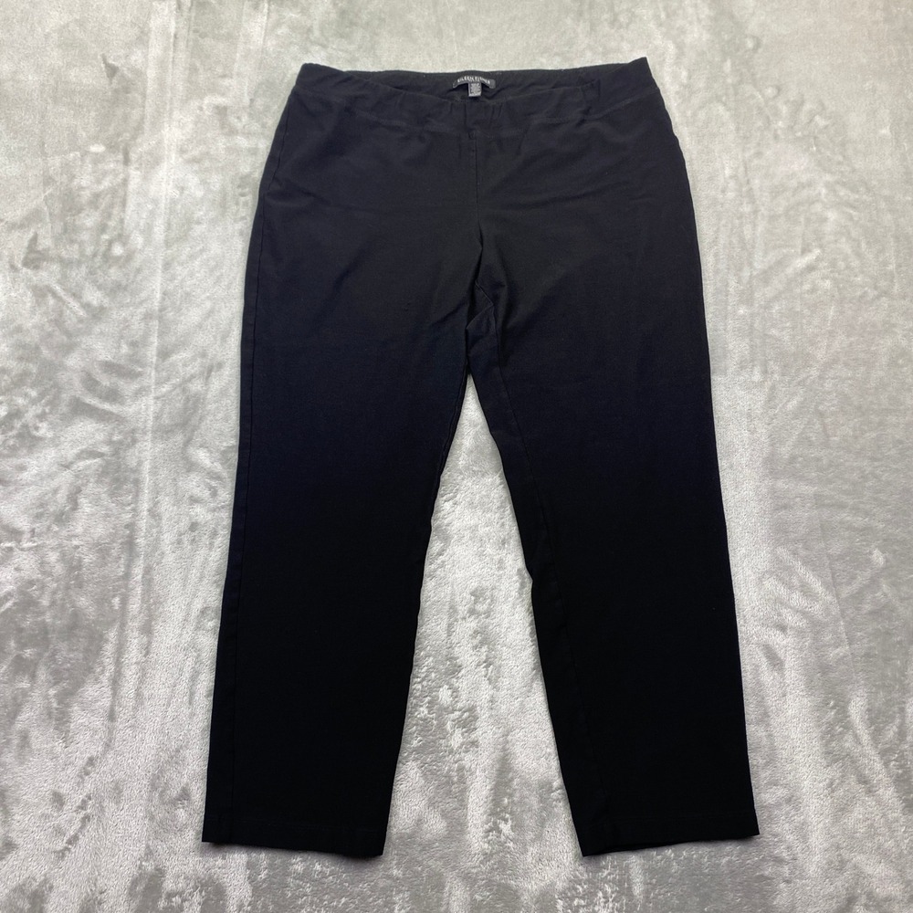 Eileen Fisher Petite Black Stretch Ankle Pants PM Viscose Nylon Spandex Fits 29"